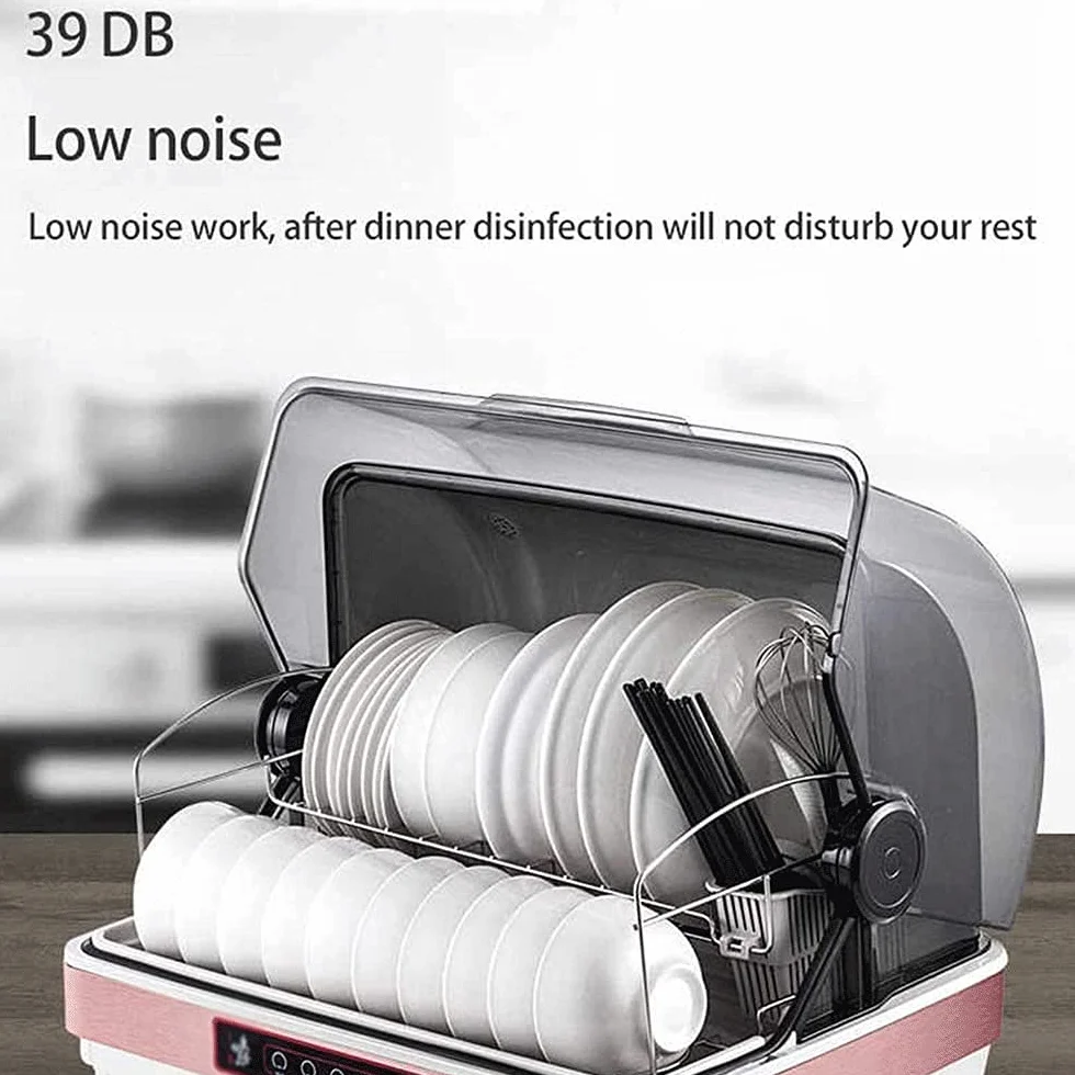 Lavastoviglie Portatile, Lavastoviglie da Tavolo, Mini, Doppio Ingresso Acqua, 6 Modalità di Lavaggio, Bianco, Acciaio Inossidabile, Installazione Libera, 42L, 5.95 kg