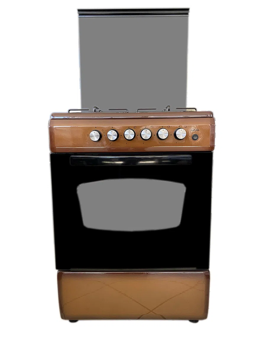 LAREL Cucina Marrone 60x60 4 Fuochi con Forno a Gas Metano o GPL, Grill Elettrico e Coperchio in Vetro