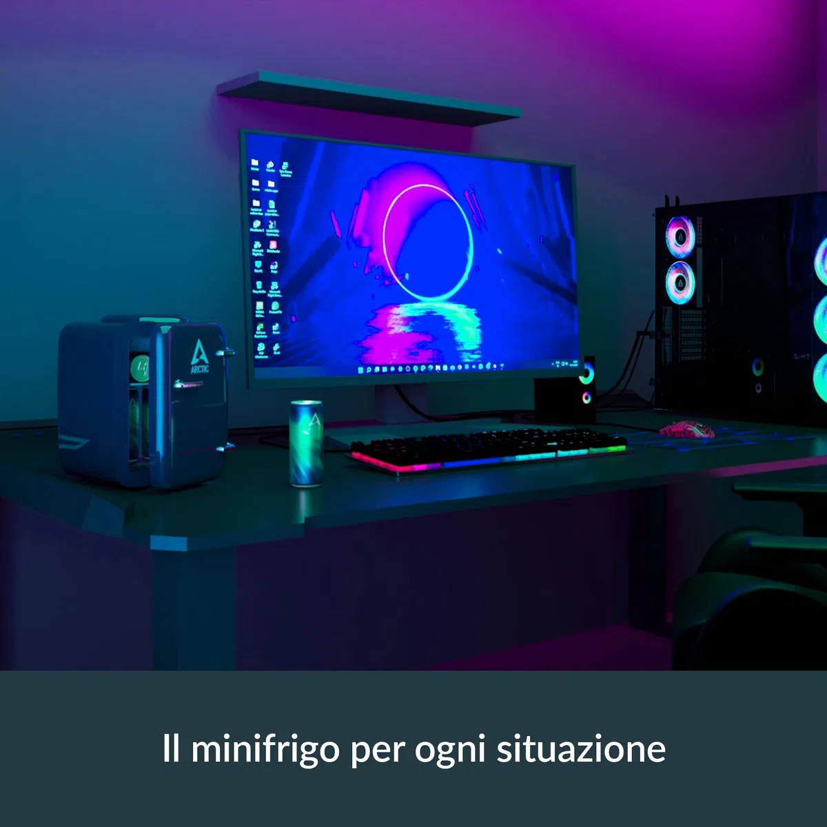 ARCTIC Fridge - Mini frigorifero da 4L per bevande e cosmetici, con funzione di raffreddamento e riscaldamento, 12 V DC e 220 V AC, ideale per auto, ufficio, campeggio e viaggi, spina EU – Blu