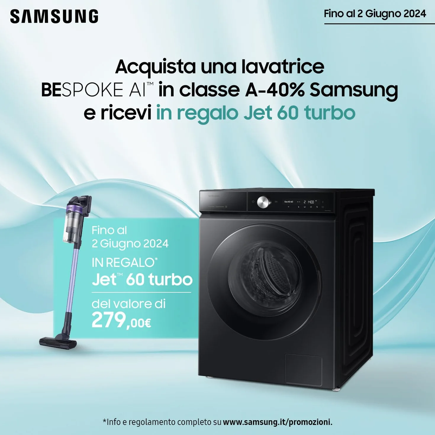 Samsung Lavatrice Bespoke AI Quickdrive WW11DB8B95GB/U3, 11 Kg, 1400 RPM, Wi-Fi, AI Control, Vapore, Carica Frontale, 60l x 85h x 60p cm (Ricondizionato)
