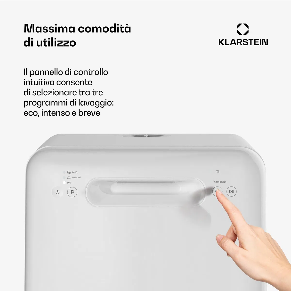 Klarstein Mini Lavastoviglie Aquatica – Lavastoviglie da Tavolo Compatta, 2 Coperti, 3 Programmi, Serbatoio 5L, Senza Installazione, Silenziosa 58dB, Portatile per Casa & Campeggio