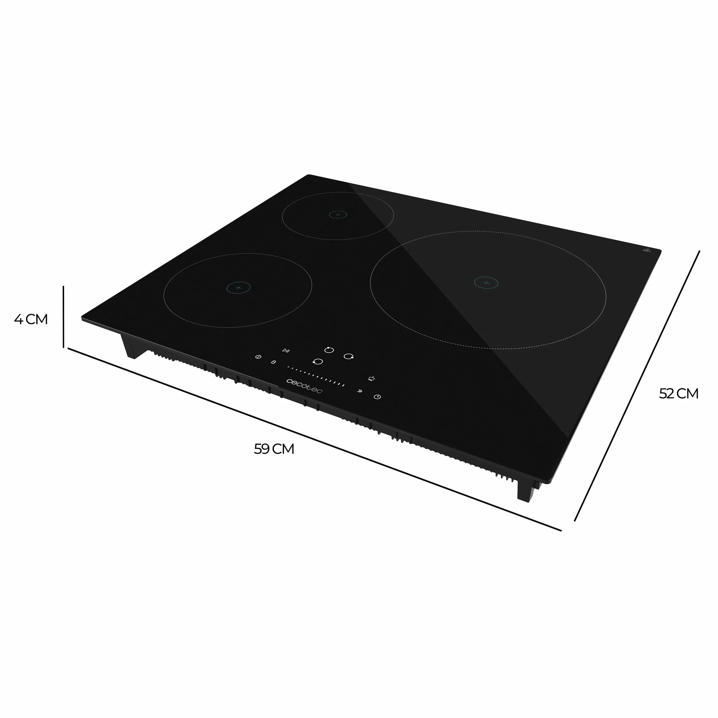Cecotec Bolero Squad I 3200 Piastra a Induzione 3 Fuochi 7200 W 9 Livelli Booster Invisible Touch Blocco Bambini