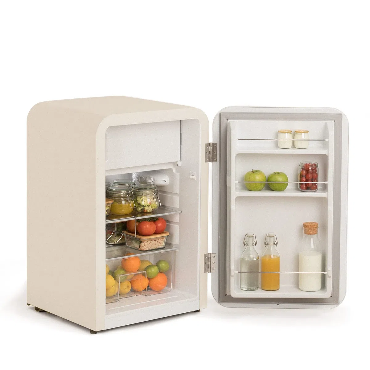 CREATE / RETRO FRIDGE 83.5 ROSE GOLD/Frigorifero bianco sporco maniglia oro rosato/Minibar, congelatore, 83.5 cm