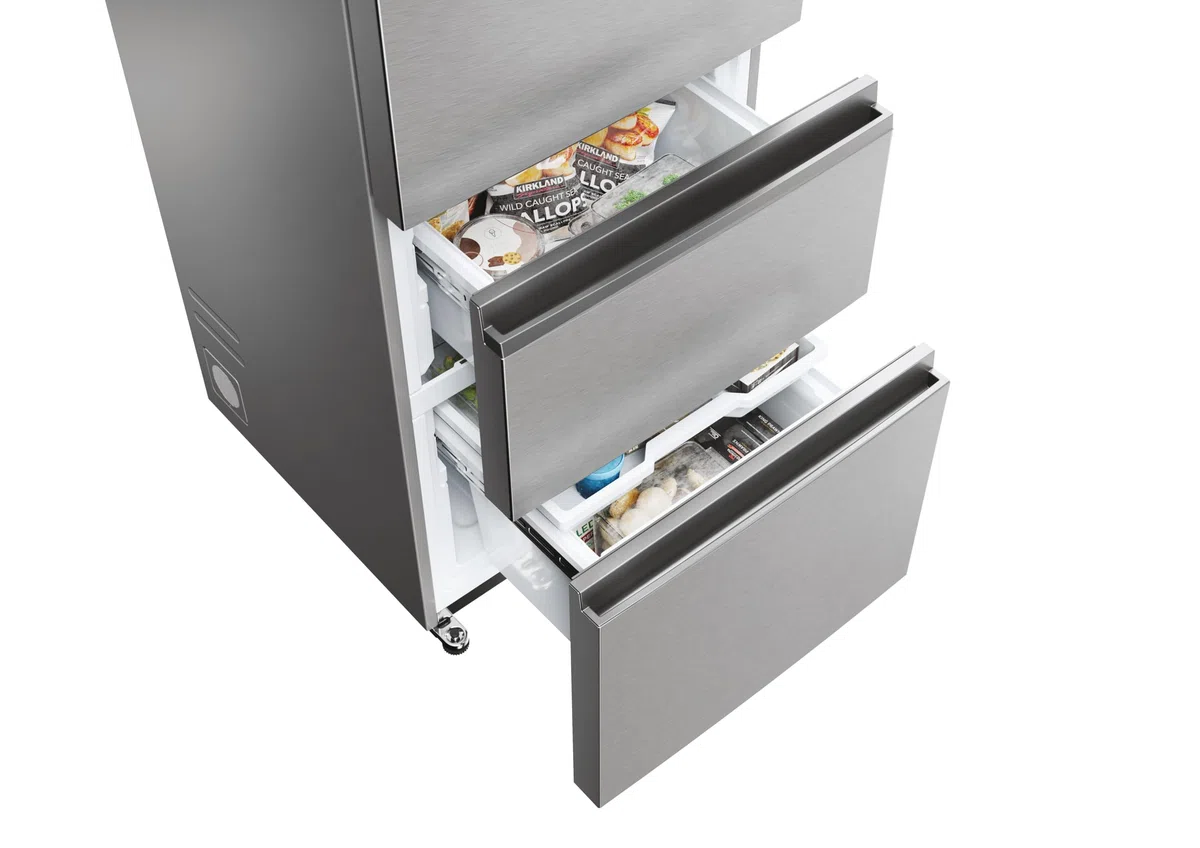 Haier 3D 60 Serie 5 Frigorifero Combinato 3 Porte 414 Litri (289 Frigo + 125 Freezer), Air Surround, Cassetti Accesso Diretto, Wi-Fi App hOn, Classe D, 205 x 59,5 x 66,7 cm (AxLxP), Inox, HTW5620DNMG
