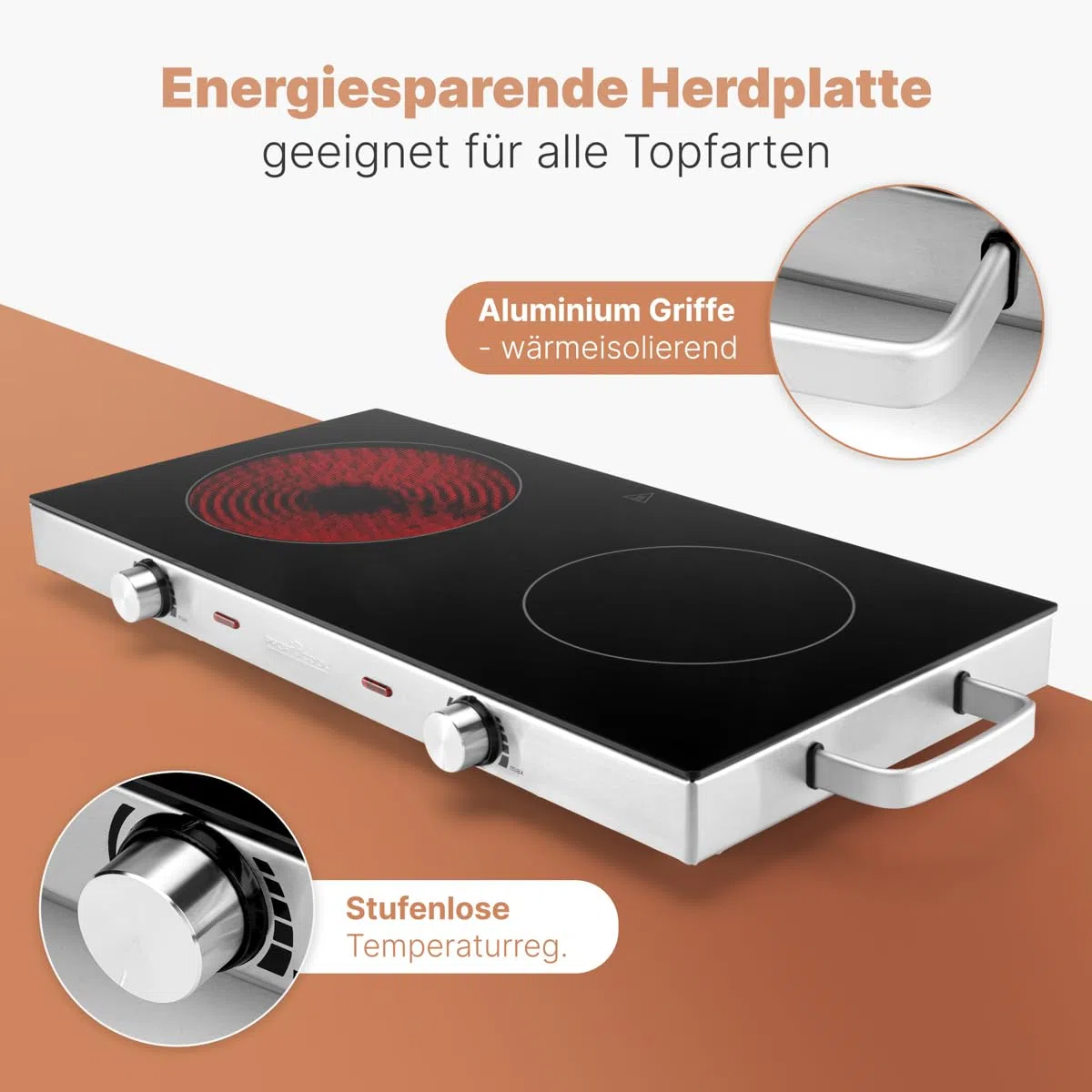 ProfiCook Piastra a infrarossi 2800 Watt vetroceramica acciaio inox
