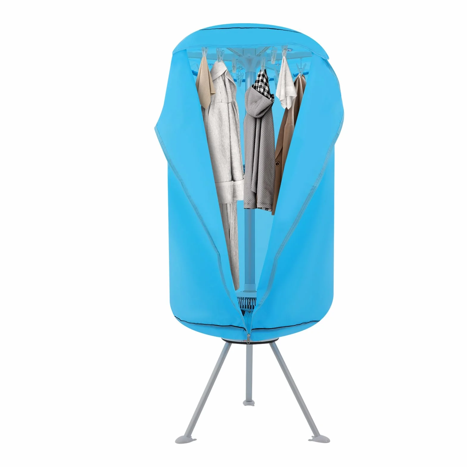 Asciugatrice elettrica portatile mini, pieghevole, 1000 W, con asciugatura a ciclo a 360 gradi, ideale per appartamenti, viaggi, campeggio e camper (blu, bianco)