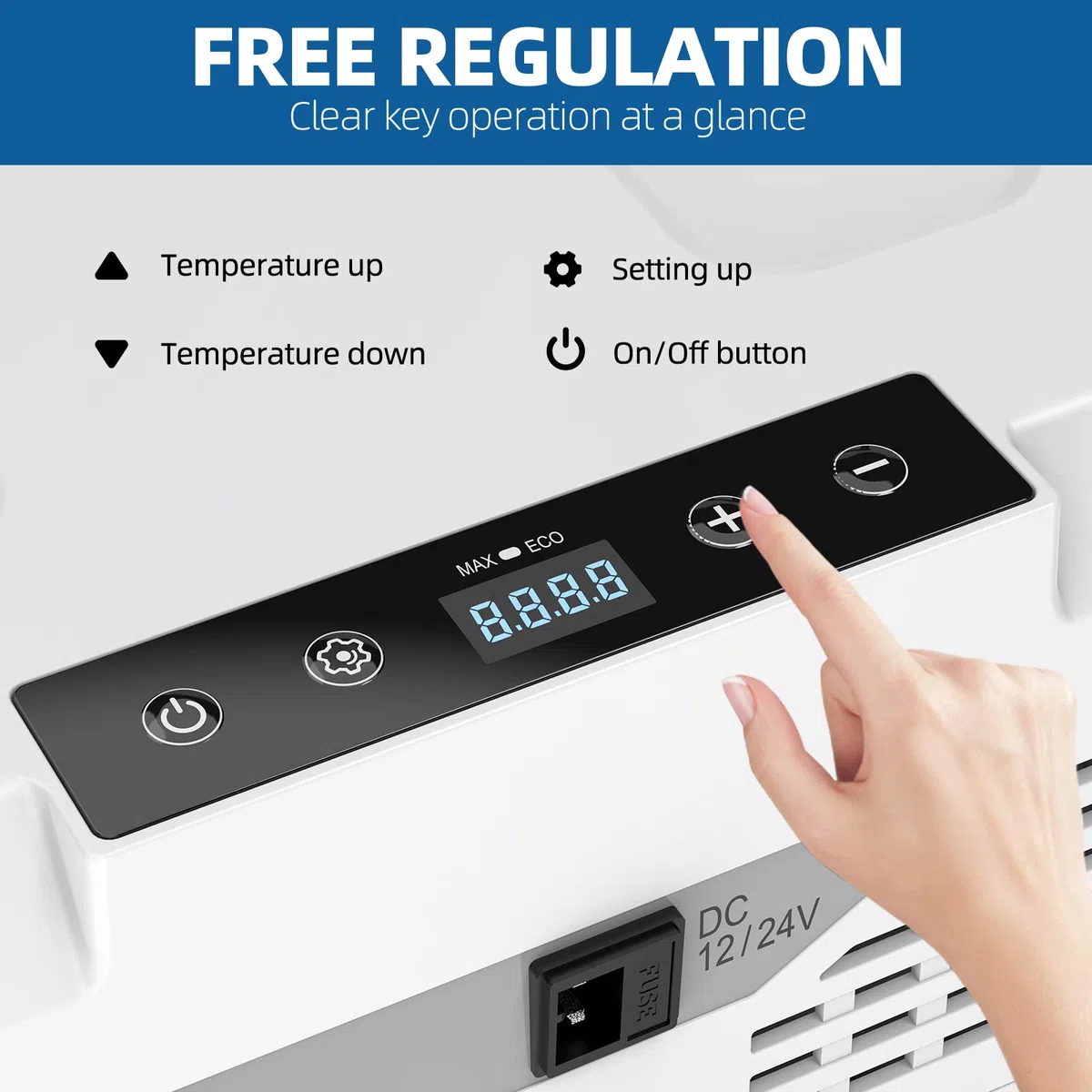 WANNYTON 58L Frigo Portatile a Compressore, Frigorifero Elettrico 12/24/100-240 V, Mini Frigo per Auto, Camper, Barca, con Ruote e Maniglia di Trasporto, con Cavi AC/DC