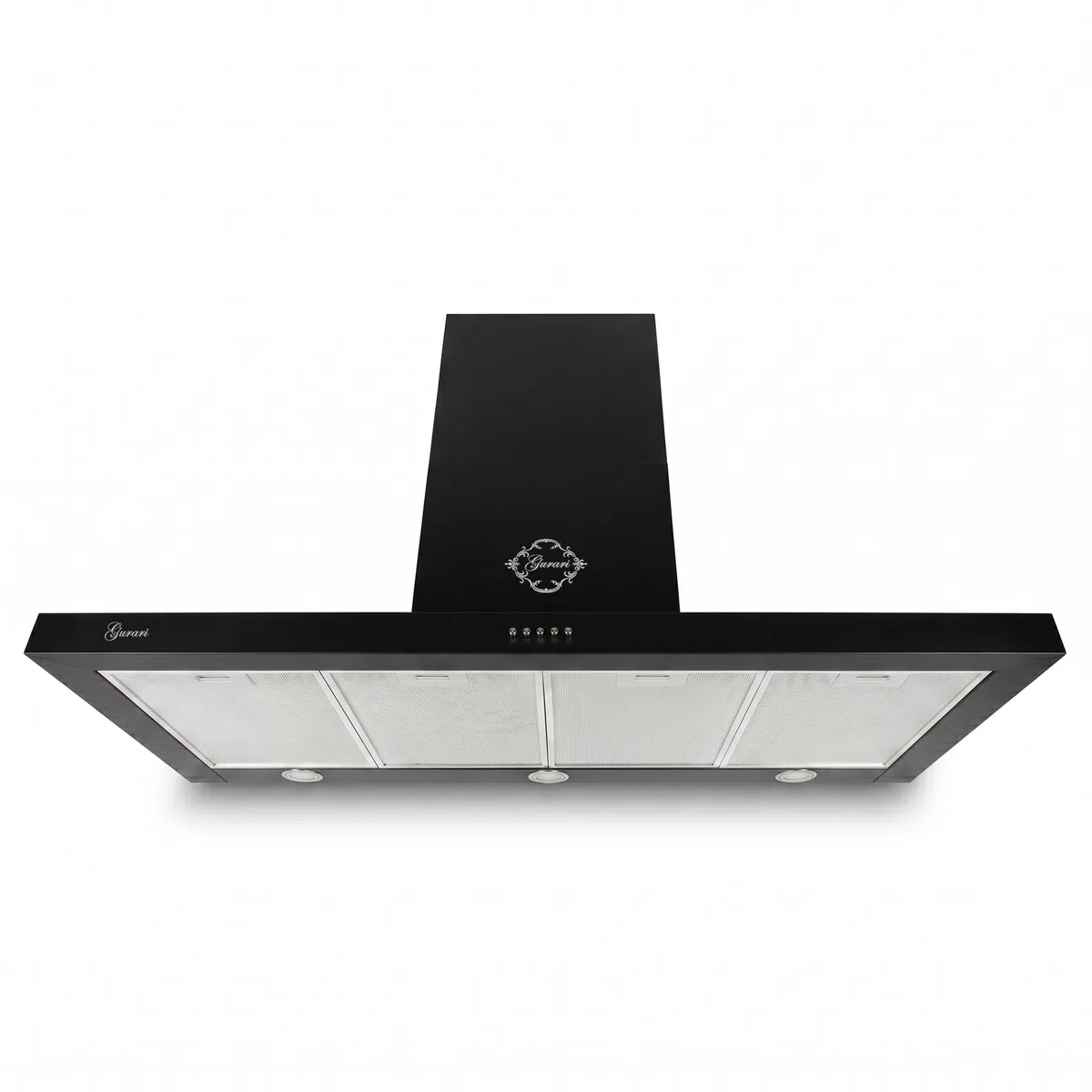 Gurari Cappa aspirante da 120 cm GCH F 118 120 BL • Cappa da parete nera • Cappa per camino 1000 m³/h • Cappa aspirante a parete con illuminazione a LED • Filtro antigrasso in metallo • Classe