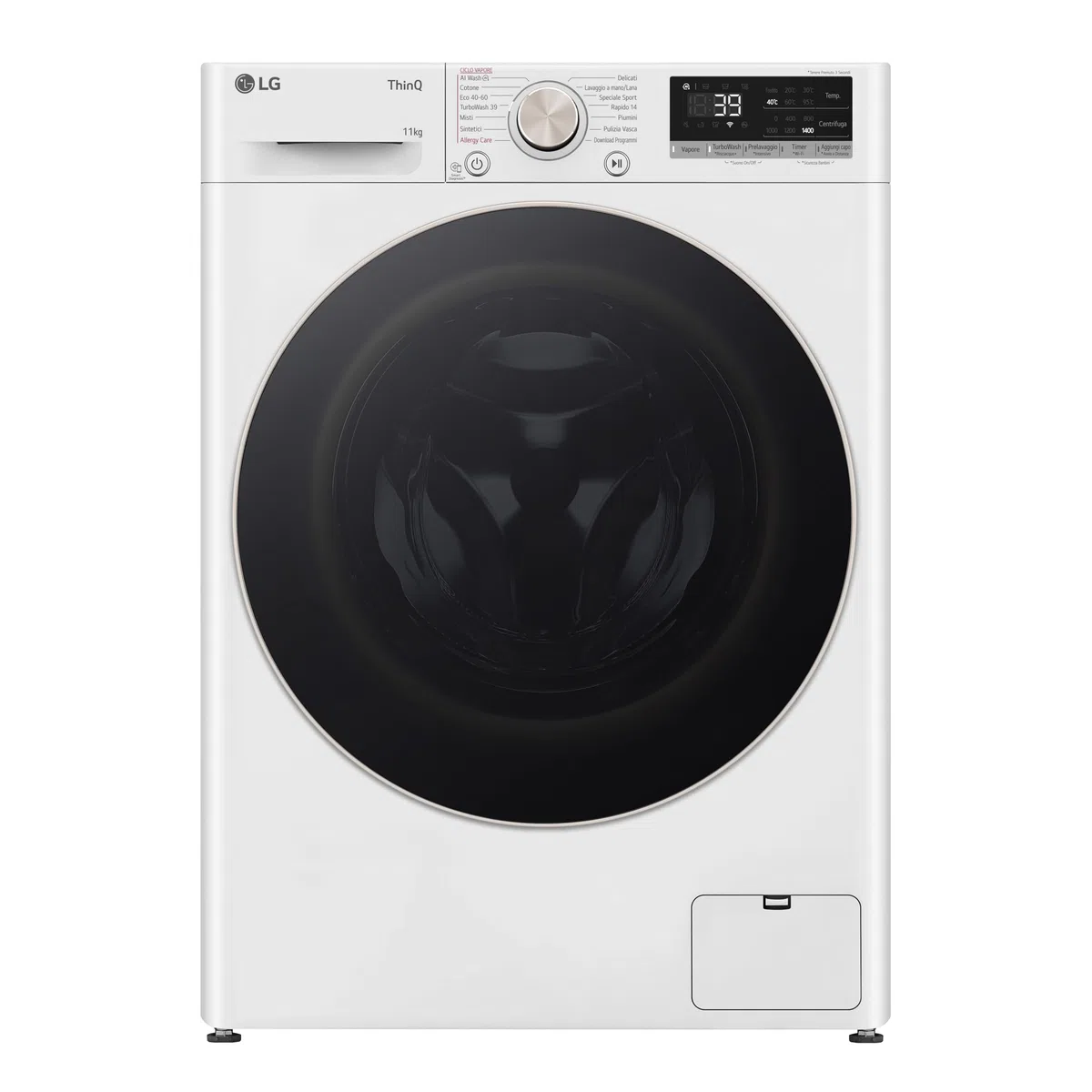 LG AI DD F4R7011TSWG Lavatrice 11kg, a Carica Frontale, Serie R7, Lavatrice Classe A -10%, 1400 giri, TurboWash 360, Vapore su 7 Programmi, Wi-Fi, Libera installazione, Bianco