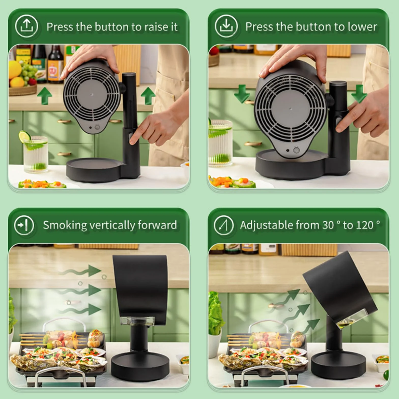 Cappa Aspirante Portatile per Cucina，Cappa Estraibile con Inclinazione, 3 Velocità, Filtro Alluminio - Senza Installazione per Casa, BBQ, Campeggio, Design Compatto e Silenzioso