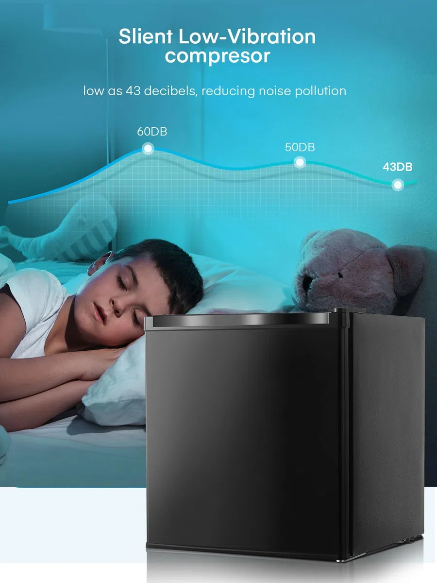 FOHERE 32L Mini Congelatore, Congelatore Piccolo con Porta Reversibile,Silenzioso, 7 Termostato Regolabile, per Hotel/Dormitorio/Appartamento/Ufficio, Nero