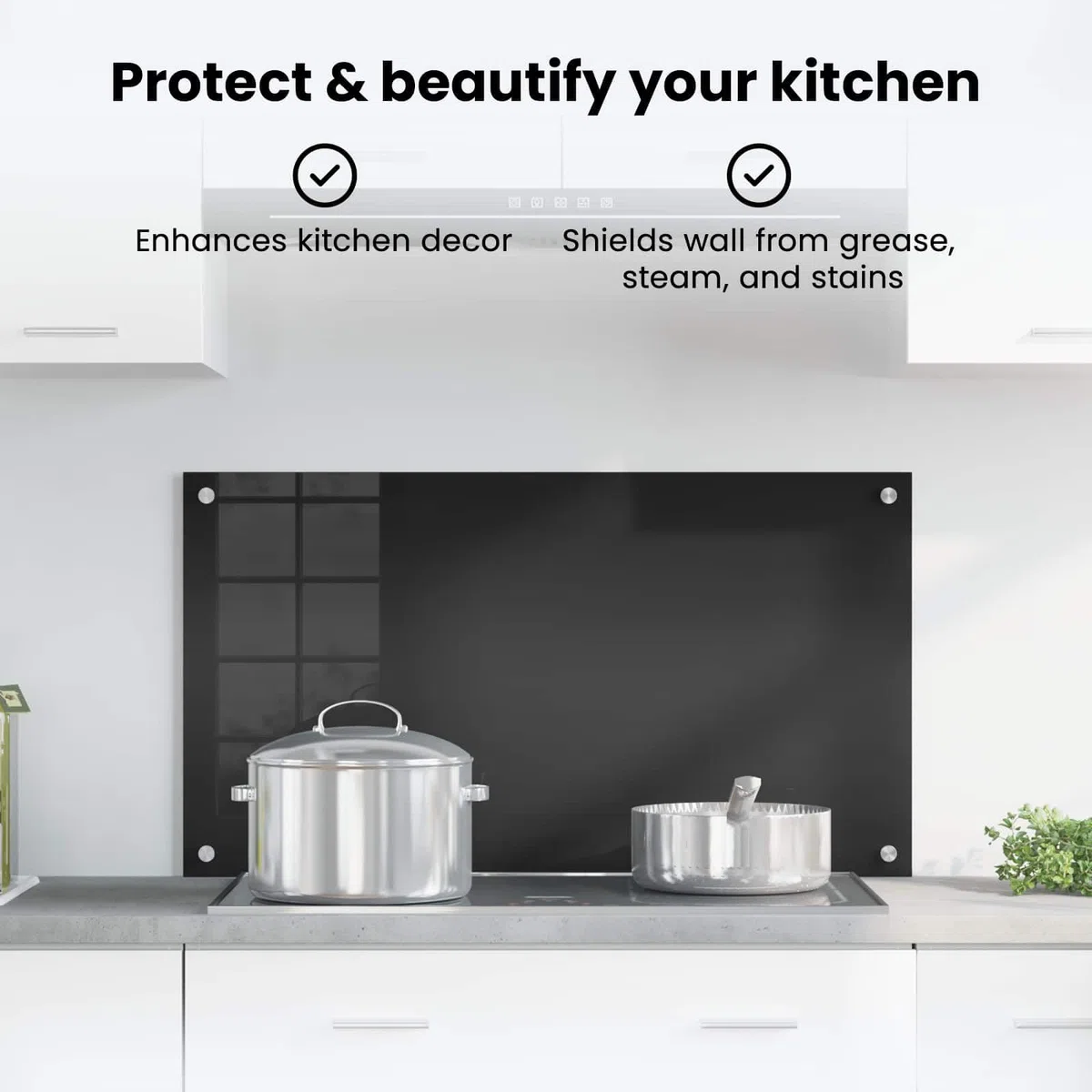 vidaXL Schienale da Cucina Nero 90 x 50 cm Vetro temperato, Design da Cucina alla Moda: Schienale in Vetro, Parete Resistente al Calore, estetica Moderna per la ristrutturazione