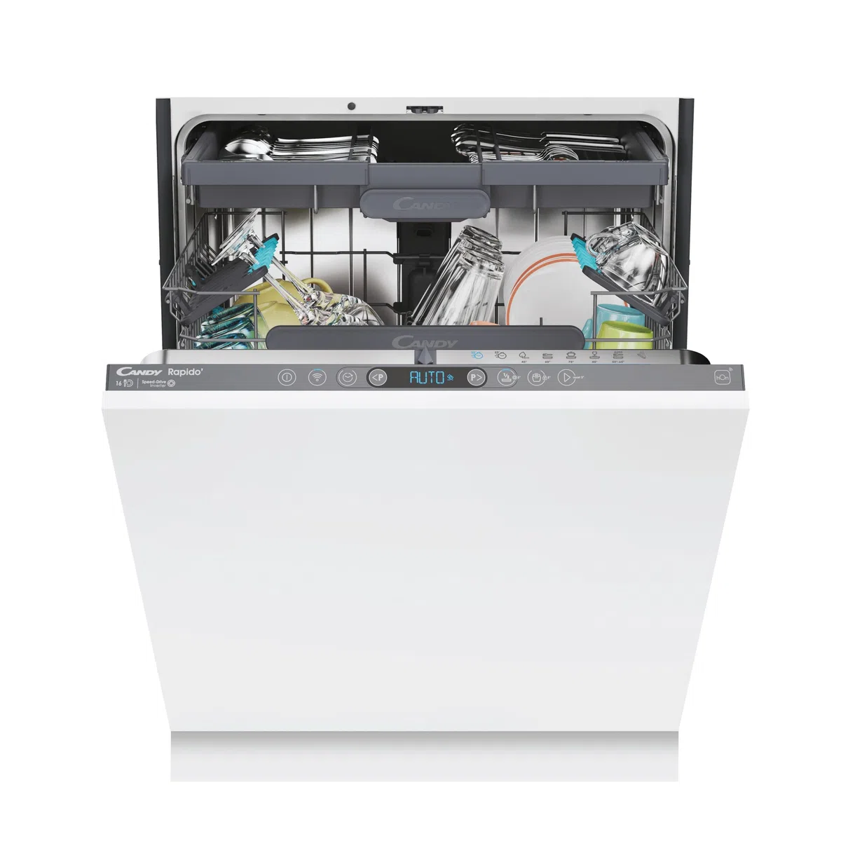 Candy CI 6B4F1MA / Lavastoviglie completamente integrata / 60 cm Funzione Wi-Fi (hOn) / 16 controsoffitto/cassetto posate/cestello superiore regolabile in altezza con "Easy Click" / Aquastop / 8
