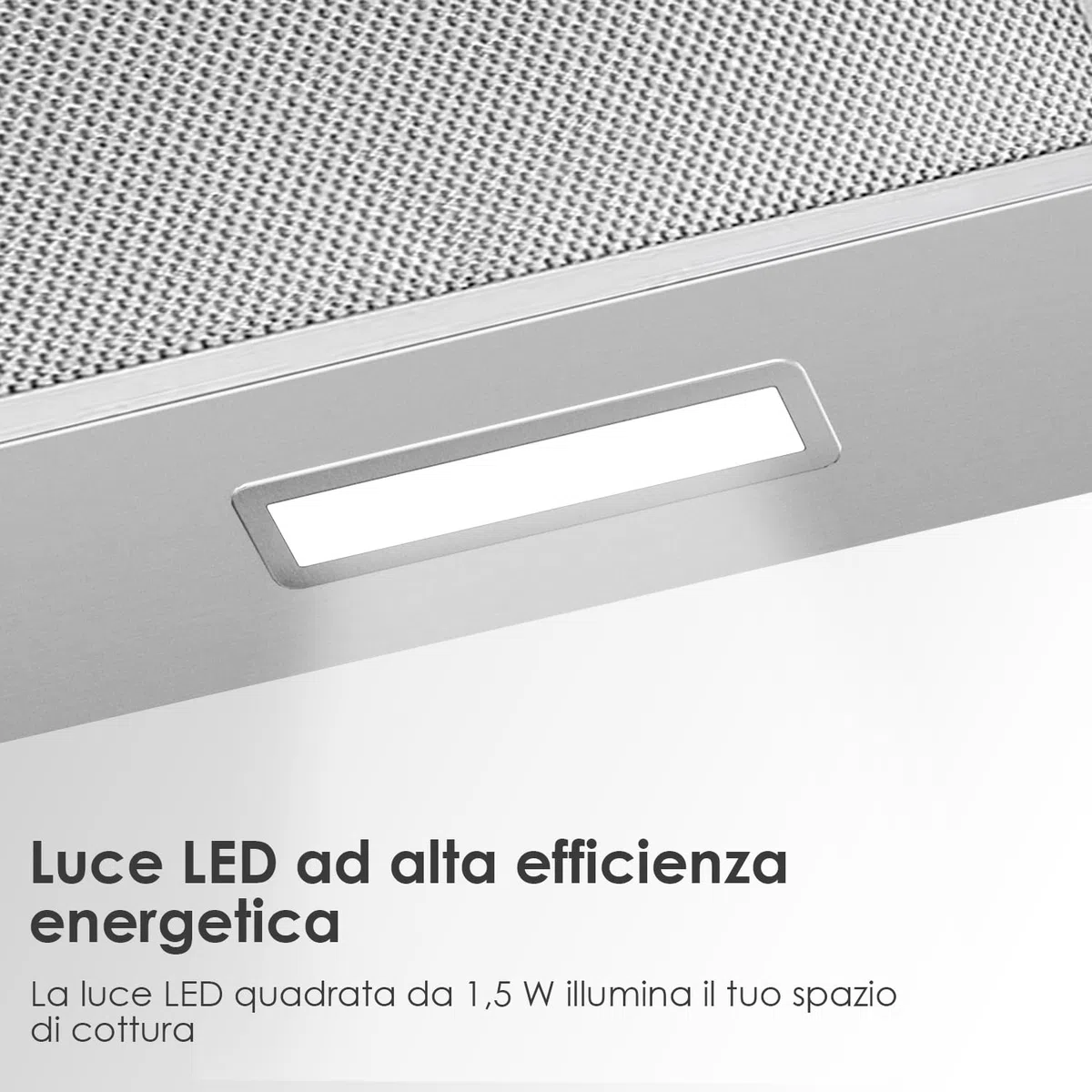 Cappa per schermo piatto, 60 cm, con filtro ai carboni attivi, flusso d'aria 370 m³/h, illuminazione a LED, cappa aspirante piatta 62 dB