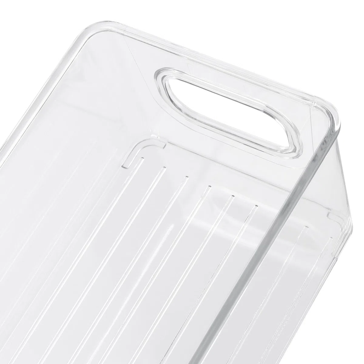 FUNSUEI Set di 6 organizer per frigorifero, 3 misure, contenitore per frigorifero, contenitore con manico, trasparente, organizer in plastica per la cucina