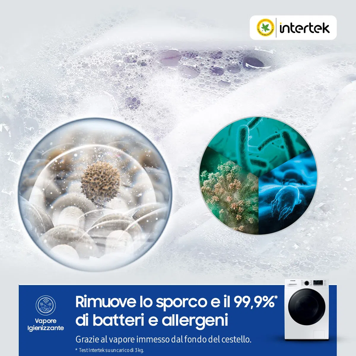 Samsung Lavasciuga Crystal Clean con Ecobubble, WD90TA046BE, 9+6 Kg, 1400 RPM, Classe B/E, Vapore, 60l x 85h x 65p cm (Ricondizionato)