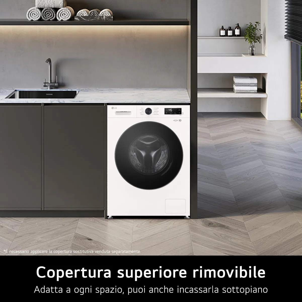 LG W4NX1085NWB Lavasciuga 8/5kg Serie X1, Lavatrice e Asciugatrice Insieme Classe A/E, 1400 Giri, Wi-Fi, Top Rimovibile, Vapore Allergy Care, Tecnologia 6 Motion Direct Drive, Bianca