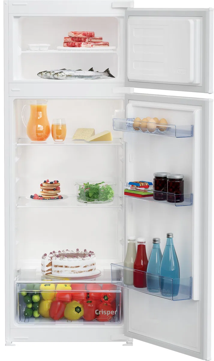 Beko BDSA250K4SN b100 - Frigorifero/congelatore integrabile, capacità 220 l, raffreddamento 176 l, congelamento 44 l, nicchia 145, tecnologia porta a traino, 37 dB, dispositivo da incasso, bianco