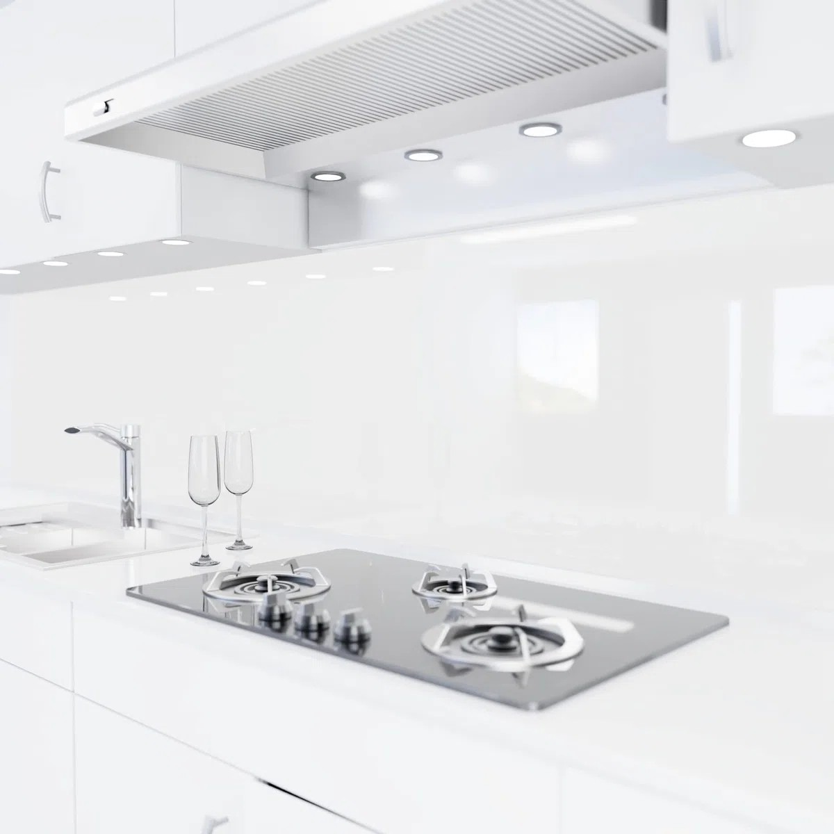 danario Rivestimento Paraschizzi Cucina Adesivo da Parete I Effetto Vetro I Spesso e Rigido I Ignifugo e Resistente all'Acqua I 0,80 mm I Bianco - 60cm x 60cm