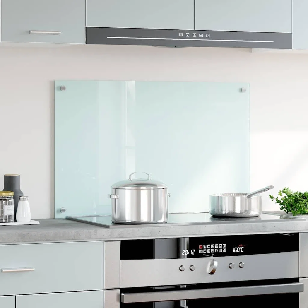 Genérico Paraschizzi per Cucina Bianco 80x50 cm in Vetro Temperato,Bianco,6.75kg,249455