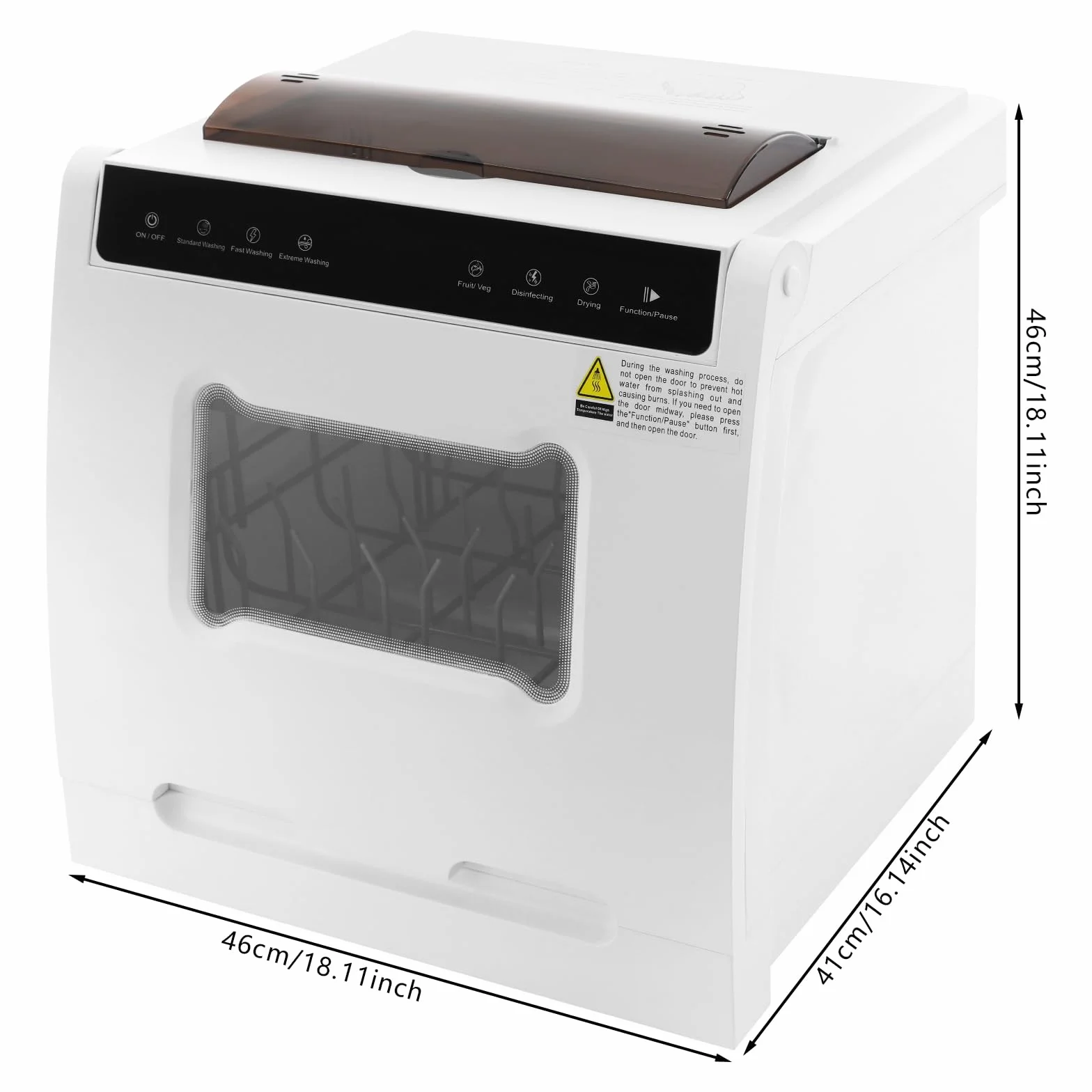 Lavastoviglie da tavolo 1100W con 5 programmi e asciugatura ad aria calda, per 4-6 persone, 72h di conservazione, pannello di controllo touch, finestra, silenzioso 52dB, per appartamento, camper