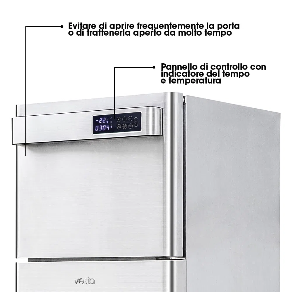 Vesta Precision Abbattitore di Temperatura BF100 per Raffreddare e Congelare gli Alimenti in Tempi rapidi | Congelatore a Pozzetto Compatto con 1 Vassoio incluso (capacità di 2) | Camera 33,5x30x20cm