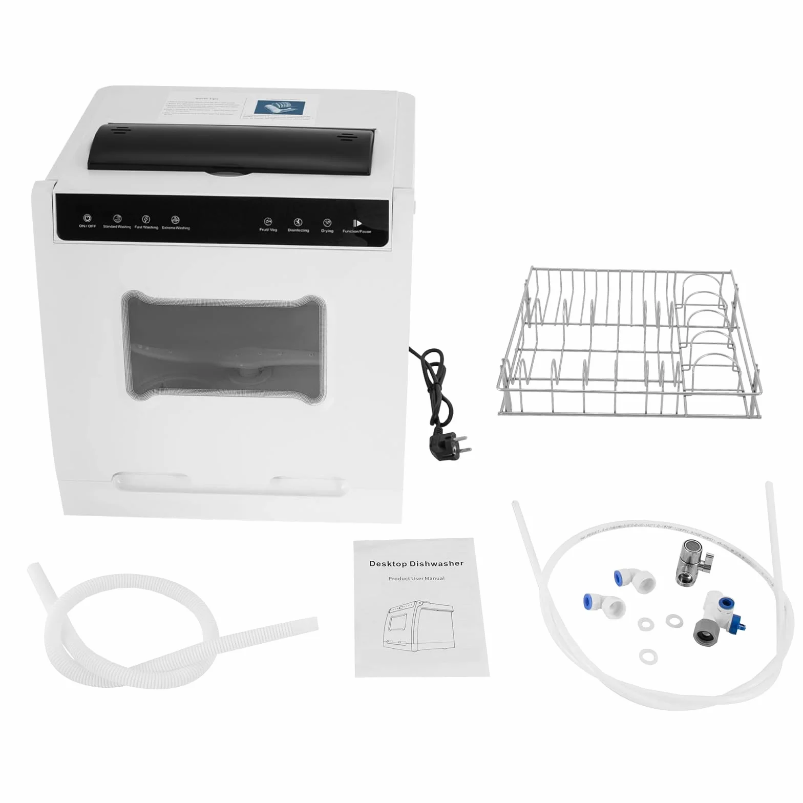 Lavastoviglie da tavolo, quattro modalità di lavaggio, controllo tattile, mini lavastoviglie, asciugatura e disinfezione automatiche, piccola lavastoviglie con cestello portaposate rimovibile e