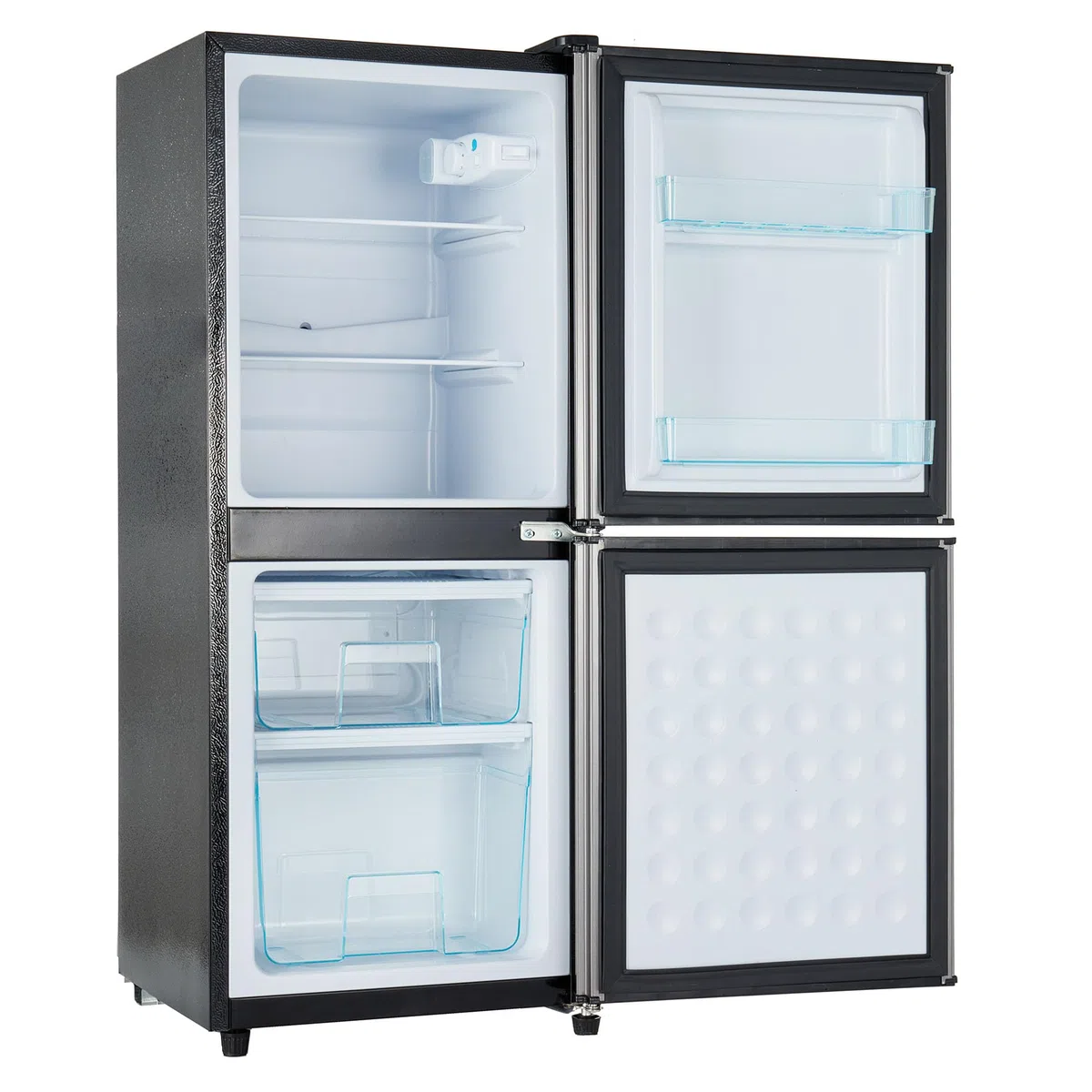 Gegtuon Frigorifero 106L, Frigo con Illuminazione a LED e Divisorio per Ripiani, Professional Frigo Bar Refrigerata con Congelatori e Porta Verstellbare per Cucina Ufficio, Classe E, 220-240V, Argento