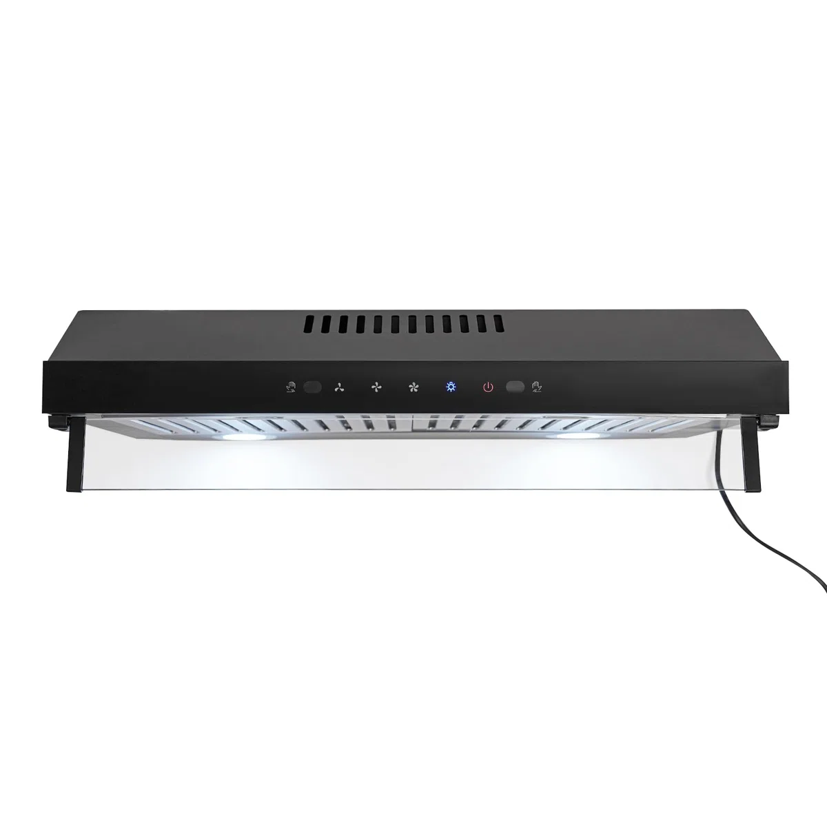 S6001-SS - Cappa aspirante, 60 cm, 3 livelli, con touch screen, 2 LED, per appartamenti, roulotte, cucine, ristoranti, hotel