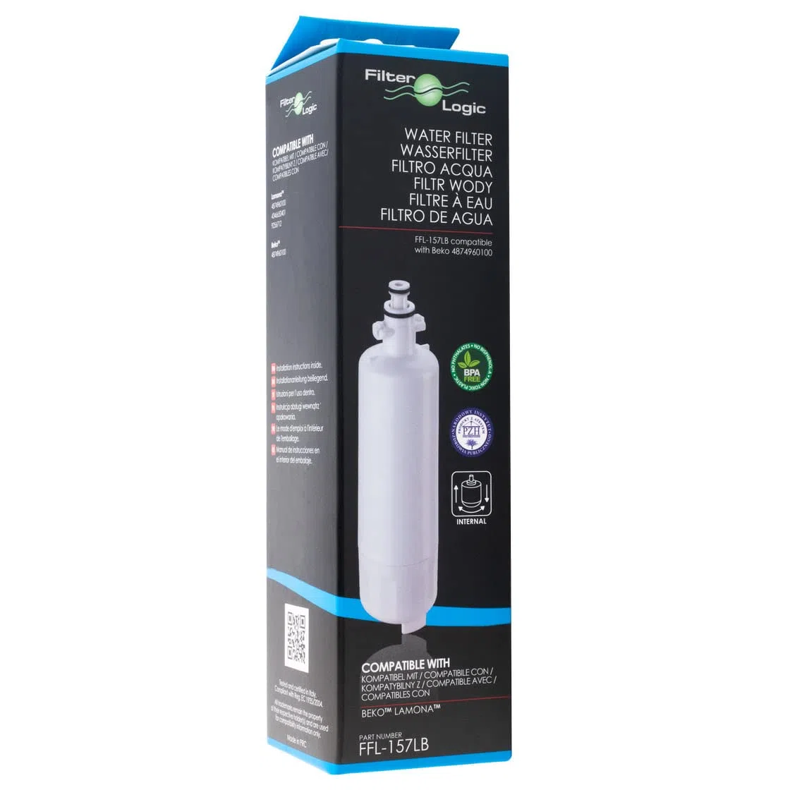 FilterLogic FFL-157LB | 2x Filtro acqua sostituisce cartuccia 4874960100 compatibile con Beko, Smeg, Grundig, Kuppersbusch frigorifero frigo americano 4 porte
