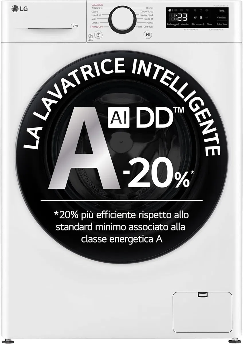 LG F4R3013NSWB Lavatrice a Carica Frontale 13kg 1400 giri AIWash Classe A-20% Motore Direct Drive
