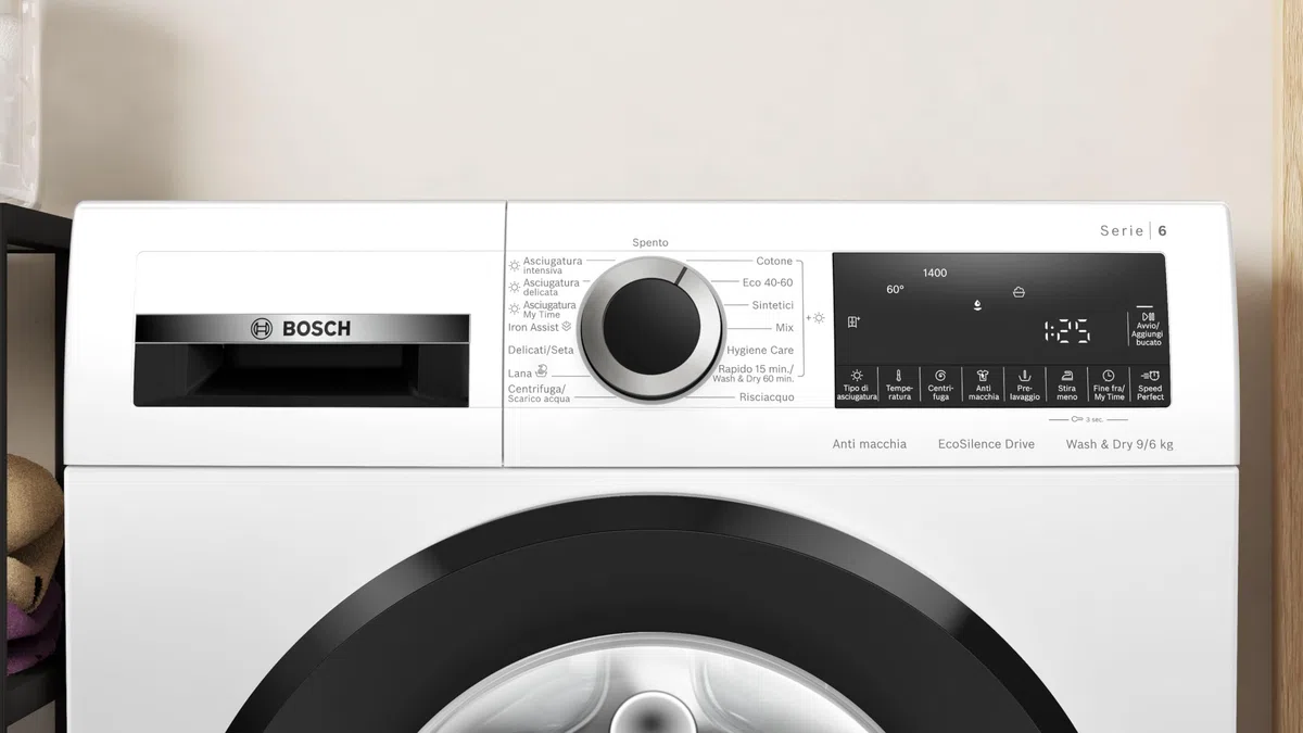 Bosch WNG24400IT Serie 6, Lavasciuga, capacità 9/6 kg, 1400 rpm, Iron Assist, Condensatore autopulente, Sistema Anti Macchia, Speed Perfect