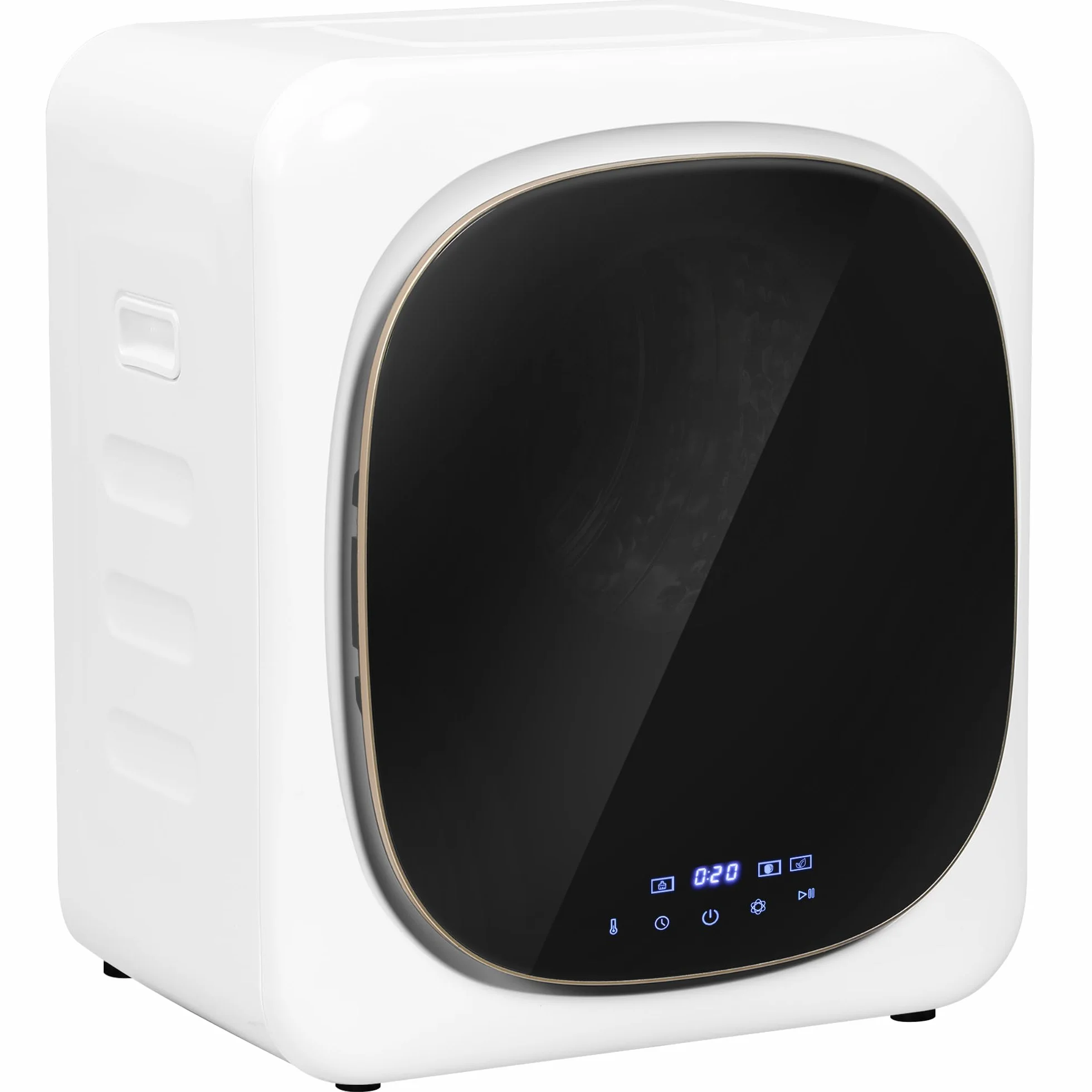 HOMCOM Mini Asciugatrice Portatile 4 kg, 6 Programmi, Display Touch, Asciugatrice Compatta 800W, Carica Frontale, Fino 60℃, Impilabile/Parete/Autoportante, Timer, Tamburo in Acciaio Inox, Casa, Bianco