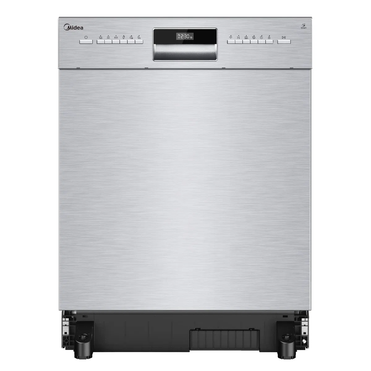 Midea MDWEU1435XSS-W, 14 controsoffitto, lavastoviglie 60 cm, parzialmente integrabile con WiFi, asciugatura extra, 7 programmi, 47 dB, ritardo di avvio 0-24h, acciaio inox