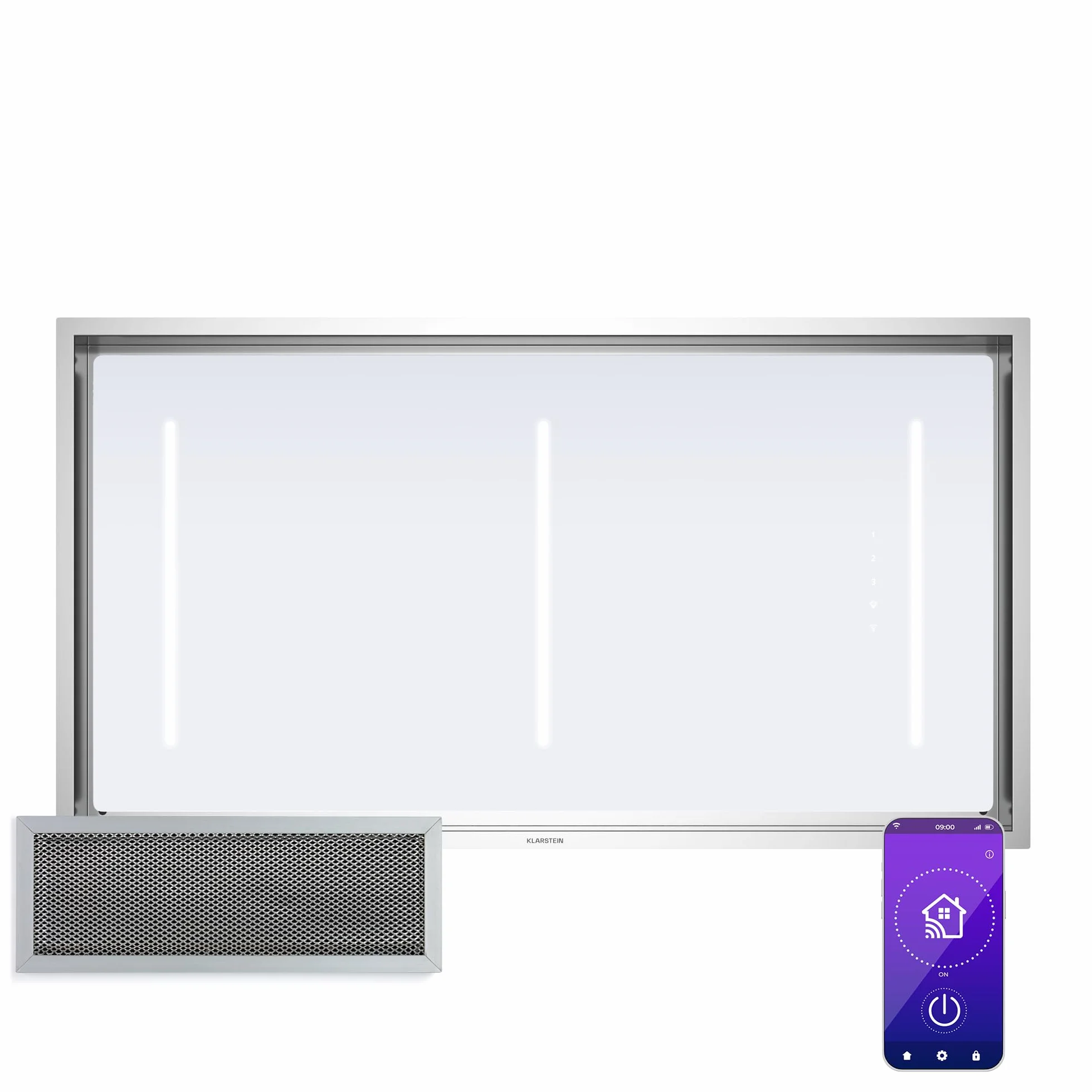 Klarstein LuxeAir - Cappa Aspirante, 750 m³/ora, Efficienza Energetica: A, Motore: 110W, Controllo Touch & WiFi, LED: 6000K, Filtri Antigrasso in Alluminio, Cappa da Cucina, Nero