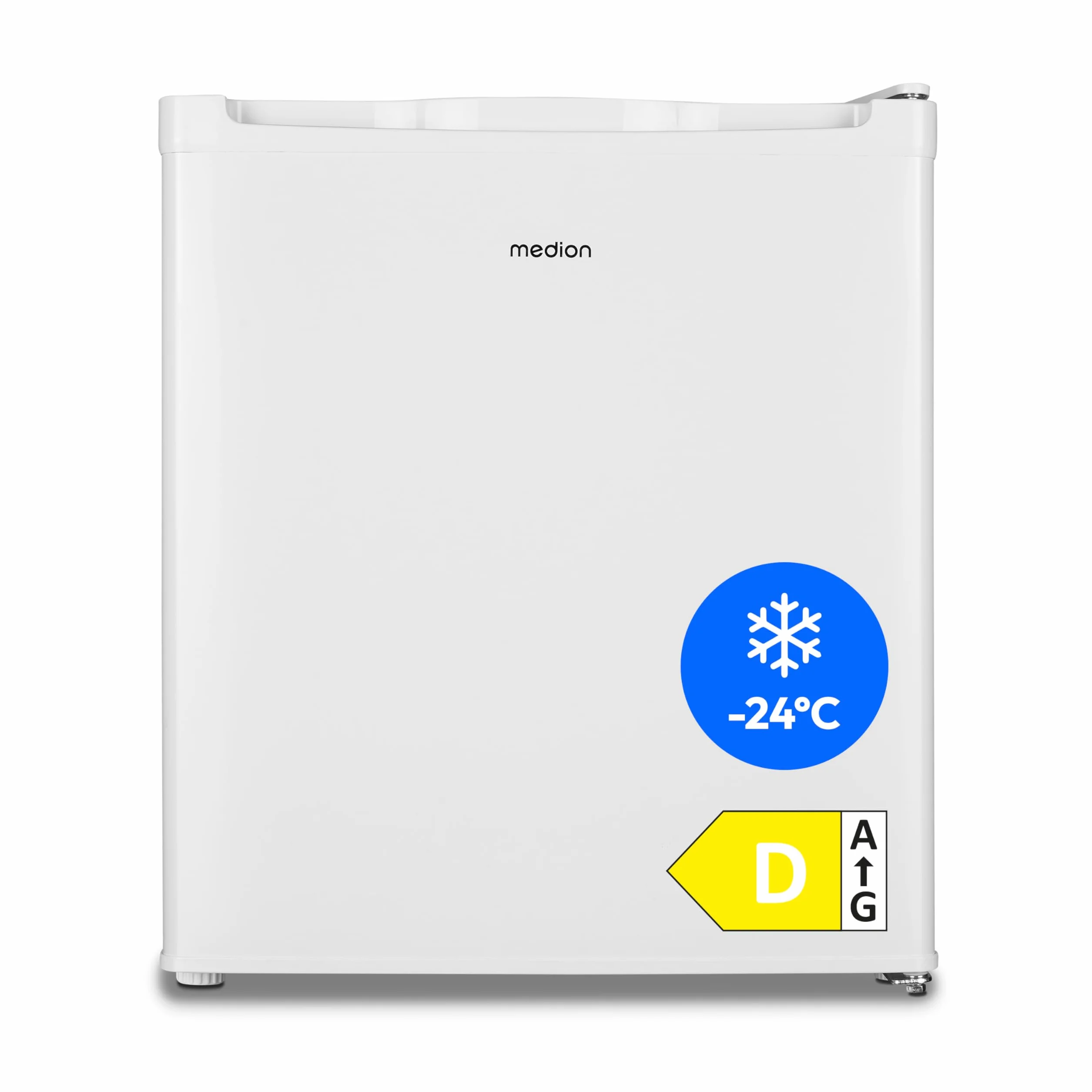 Mini congelatore MEDION (capacità 33 litri, altezza 51 cm, piedini regolabili in altezza, maniglia incassata, impostazione manuale della temperatura, valutazione 4 stelle, MD37675)