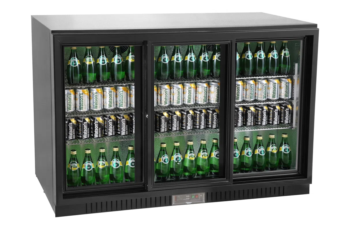 METRO Professional Frigo Vetrina per Bevande con Porta in Vetro, 308 L, alluminio/vetro, Refrigerazione Ventilata, con Serratura e Chiave