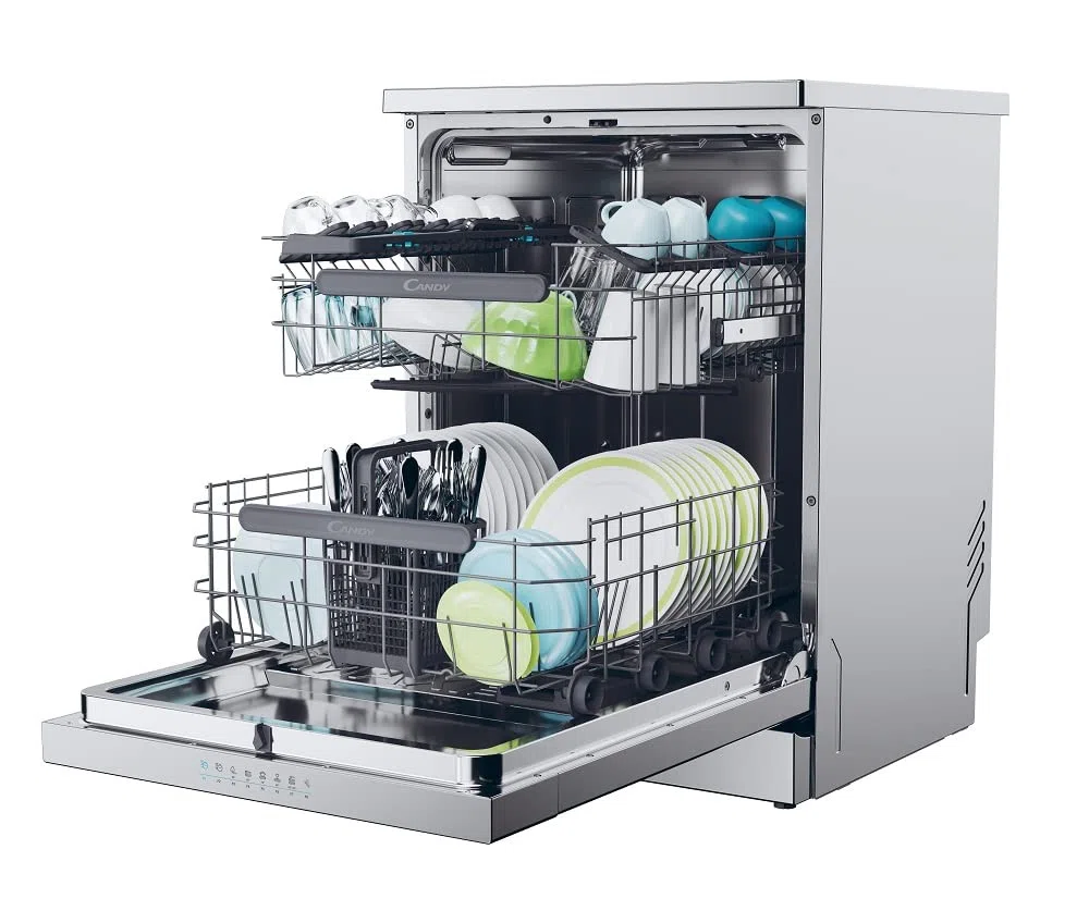 Candy Rapido' Lavastoviglie a Libera Installazione 60 cm, 14 Coperti, 8 Programmi, Connessione Wi-Fi, Partenza Ritardata fino a 24h, Motore Inverter, Classe C, 59,7 x 59,8 x 81,8 cm, Inox - CF 4C6F0X