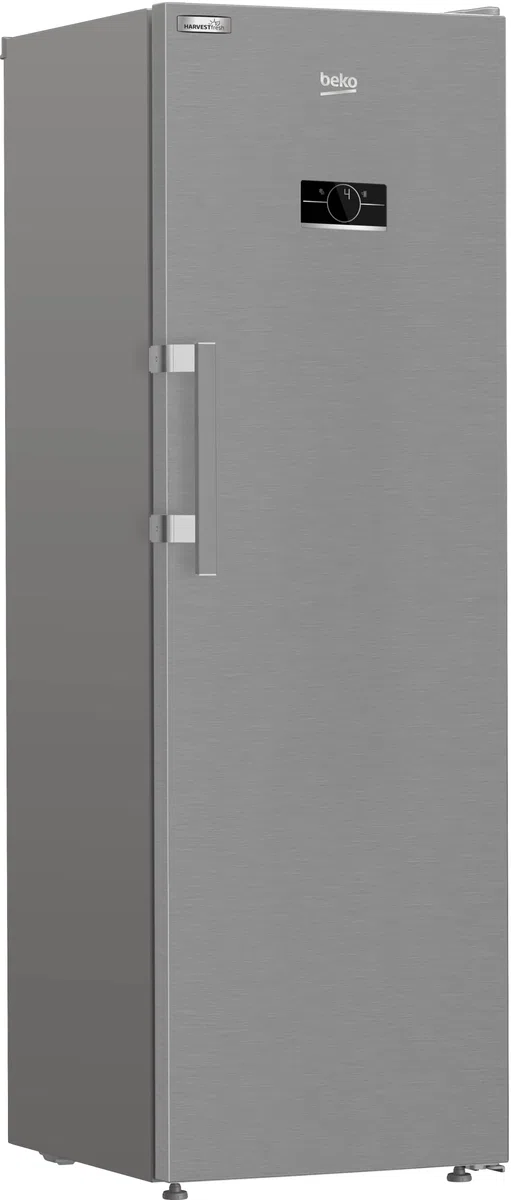 BEKO - B5RMLNE444HX - Frigorifero Monoporta, Total NO FROST, Classe E, Inox, Display Touch, 381 litri, AeroFlow, Harvest Fresh, Dimensioni: HxLxP: 186,5x60x71, porta bottiglie