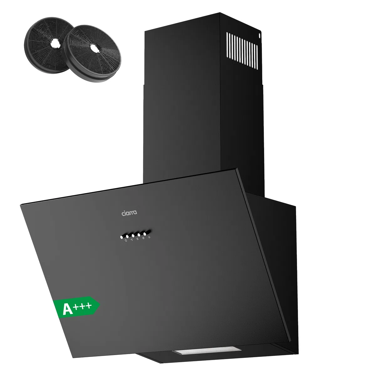CIARRA Cappa Aspirante Inclinata 60 cm 650 m³/h Classe A+++ Cappa da Cucina 3 Velocità Nero