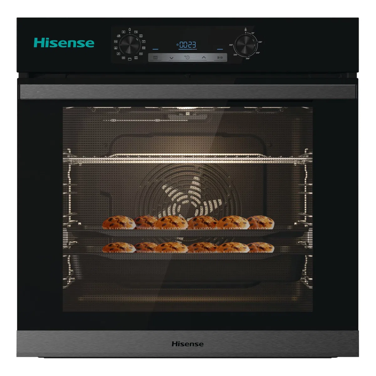Hisense BSA65226AB, Forno Multifunzione Termoventilato con aggiunta Vapore, Cavità XXL 77L, Pulizia Acqua Clean, 13 funzioni di cottura (tra cui pizza 300 °C e Cottura AirFry)