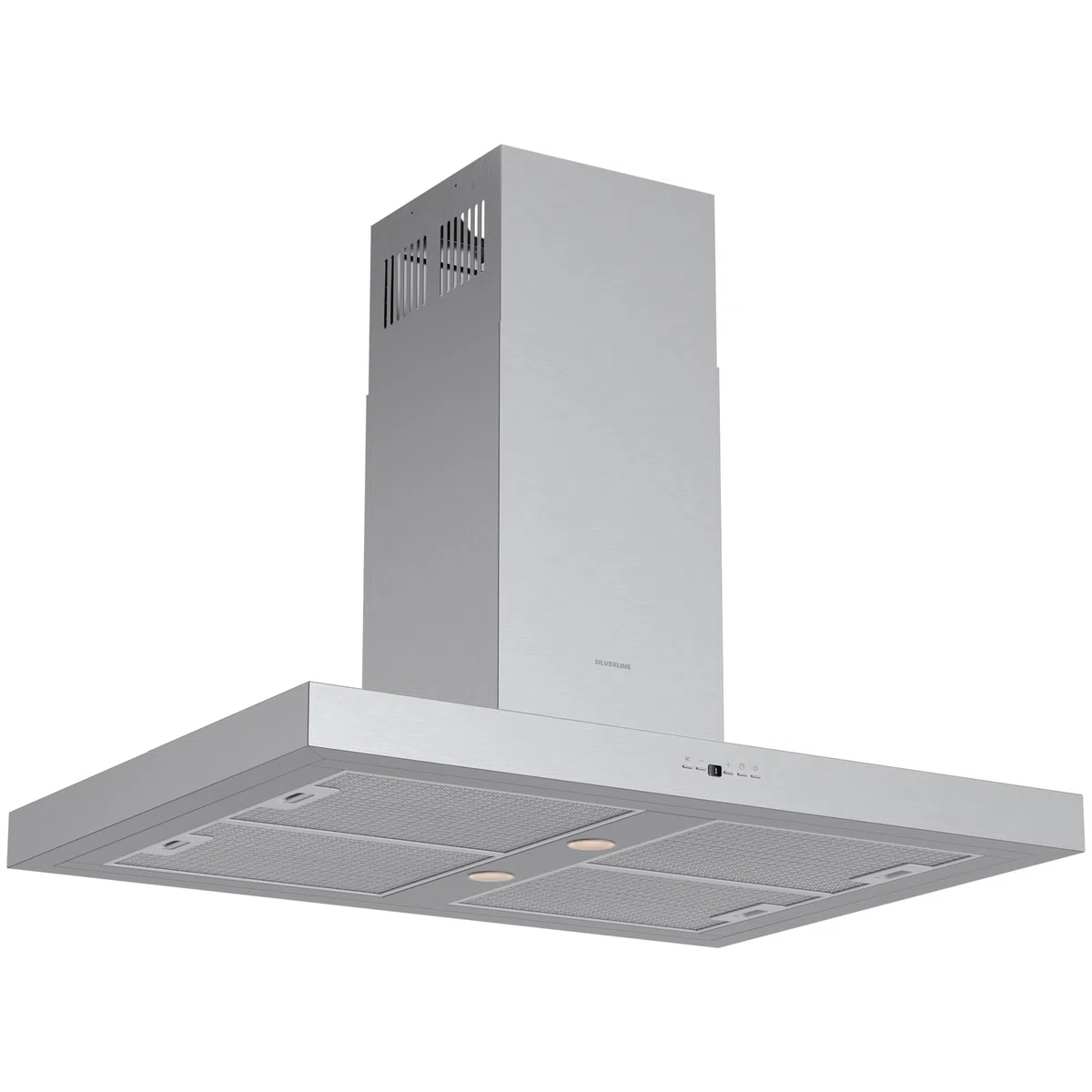 Cappa a Isola Silverline 4110.9.733.02 Capacità 636 m3, 5 velocità, controllo digitale, rumorosità max 69 db(A), illuminazione LED 2X3W, indicatore di pulizia, drop control