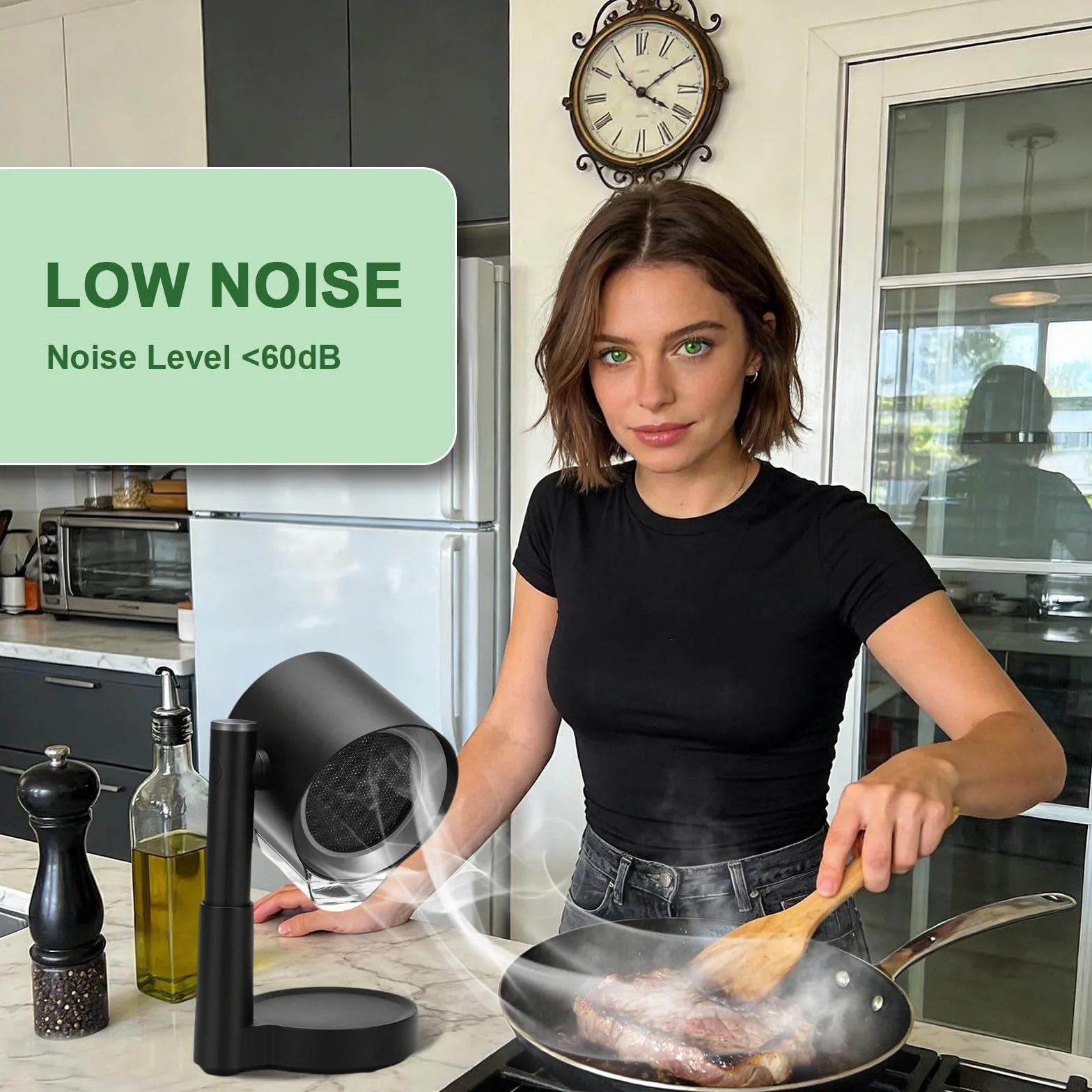 Cappa Aspirante Portatile per Cucina，Cappa Estraibile con Inclinazione, 3 Velocità, Filtro Alluminio - Senza Installazione per Casa, BBQ, Campeggio, Design Compatto e Silenzioso