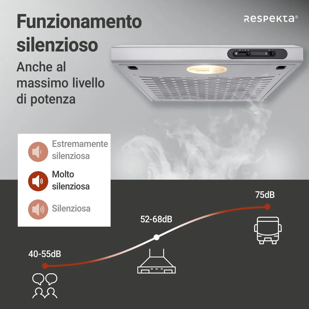 Respekta Cappa aspirante da incasso 50 cm DH540IXL acciaio inox 52-68 dB
