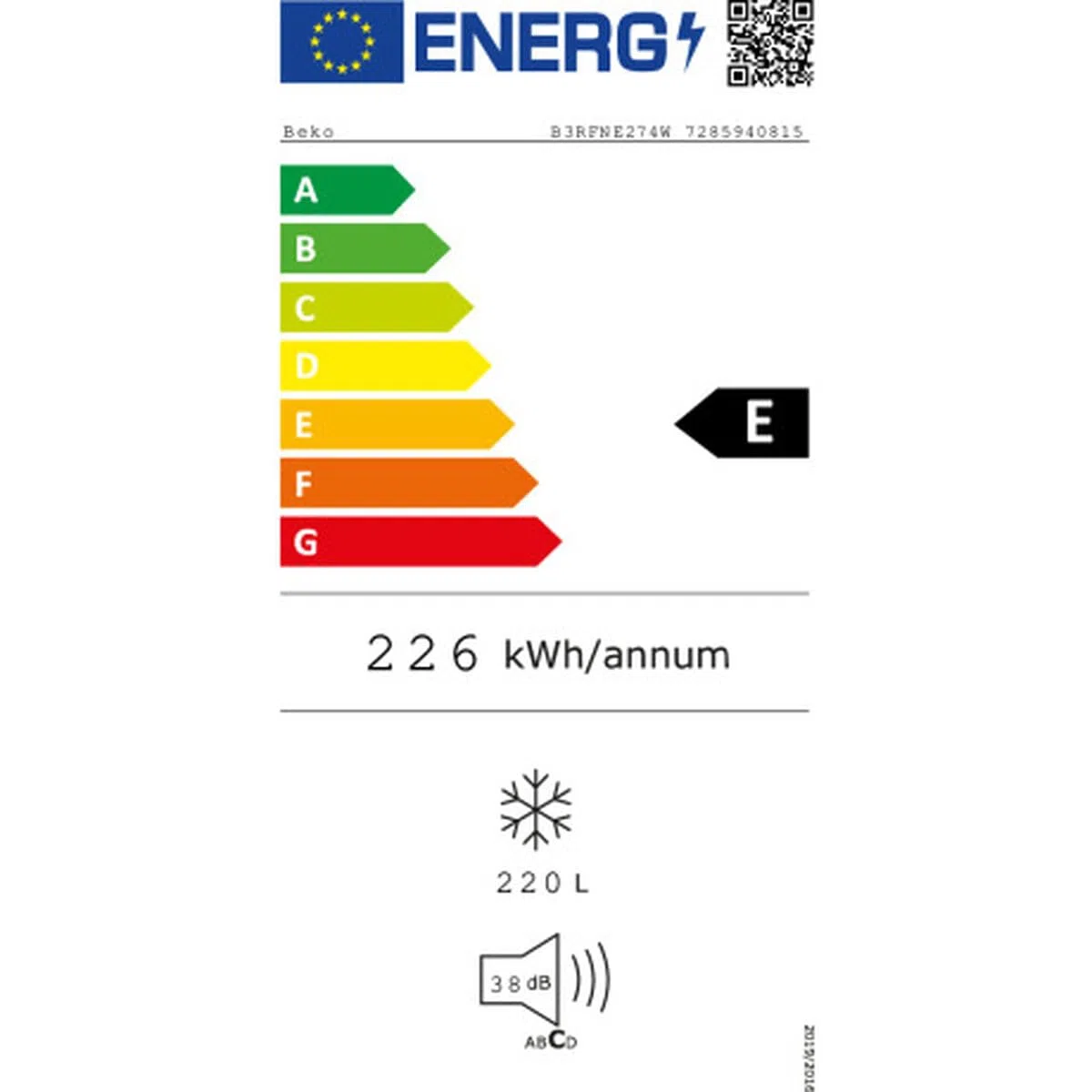 Congelatore BEKO B3RFNE274W Bianco 220 L