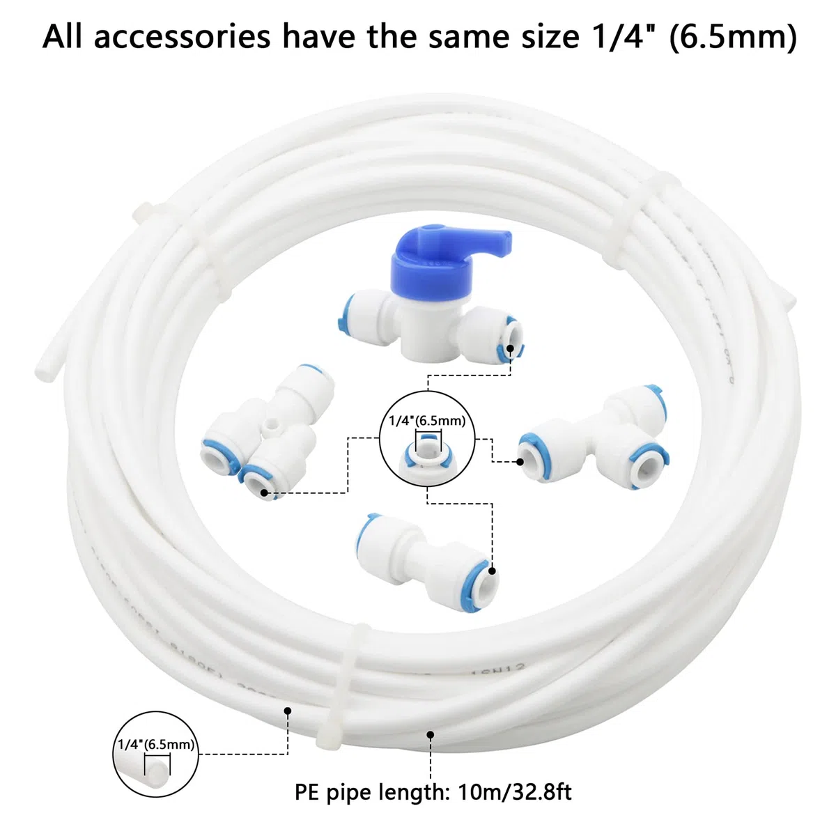 Kit di connettori per frigorifero, 25 pezzi, 10 m, tubo di approvvigionamento idrico, kit di collegamento per il tubo dell'acqua del frigorifero