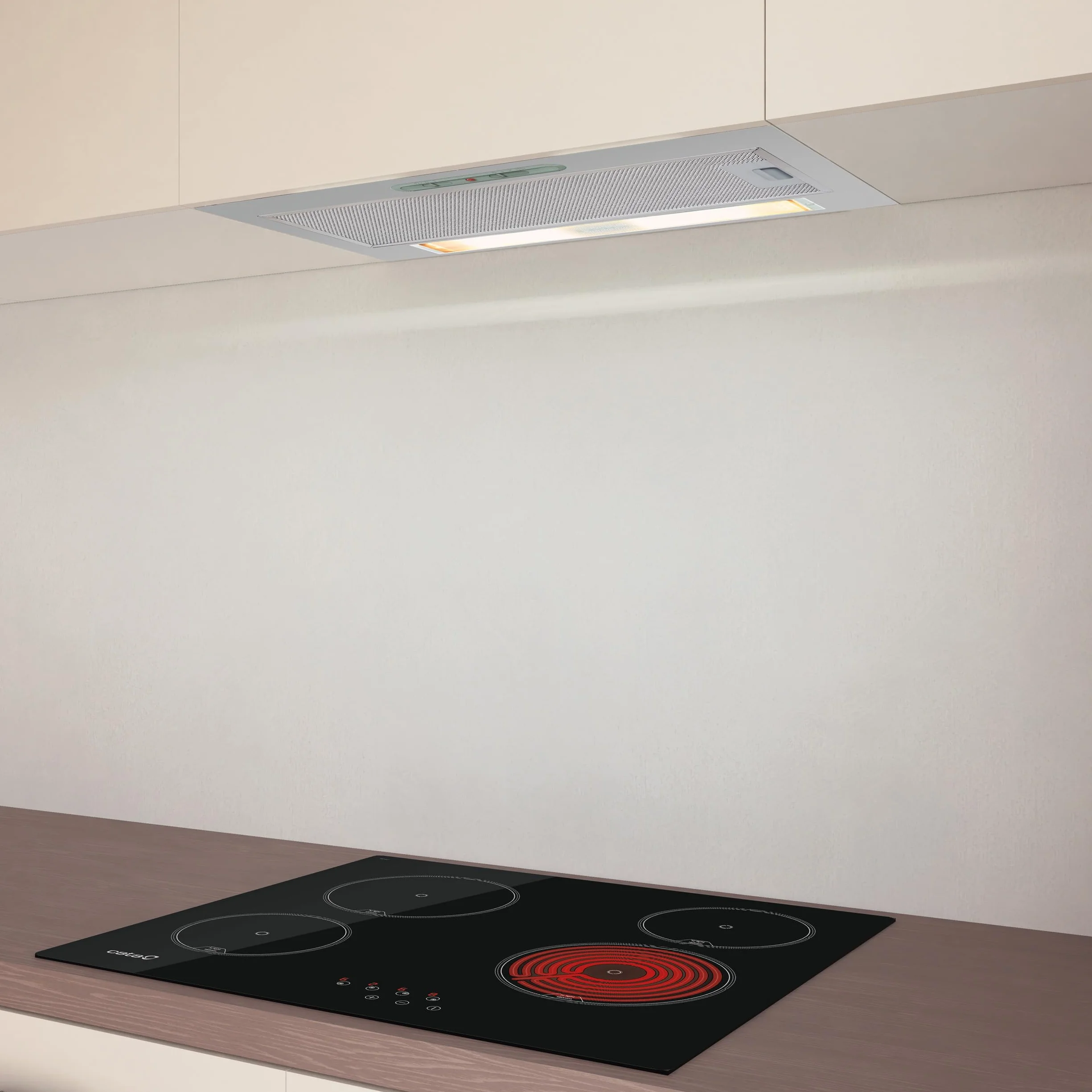 CATA G 45 X Cappa Aspirante Cucina Pannello di Controllo a Scorrimento 2 Livelli di Aspirazione Illuminazione LED E 14 Motore Extra Silenzioso Acciaio Inox Classe Energetica E 56cm