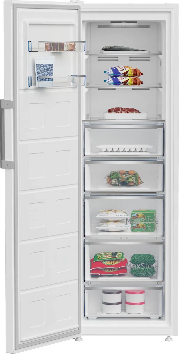 Beko - B5RMFNE314W - Congelatore Verticale, Classe E, NO FROST, Inverter, Bianco, volume netto 286 litri, DImensioni HxLxP: 186x60x75