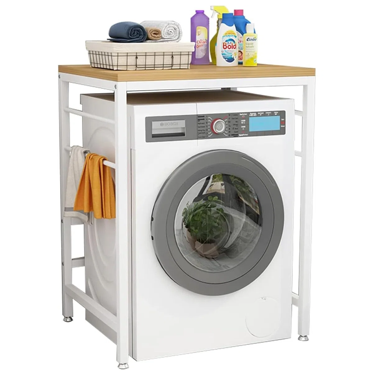 Scaffale sopra La Lavatrice Asciugatrice da Pavimento per Uso Domestico Lavastoviglie Scaffale per Lavatrice per Bagno Cucina Balcone Lavanderia B,70 * 60 * 95CM