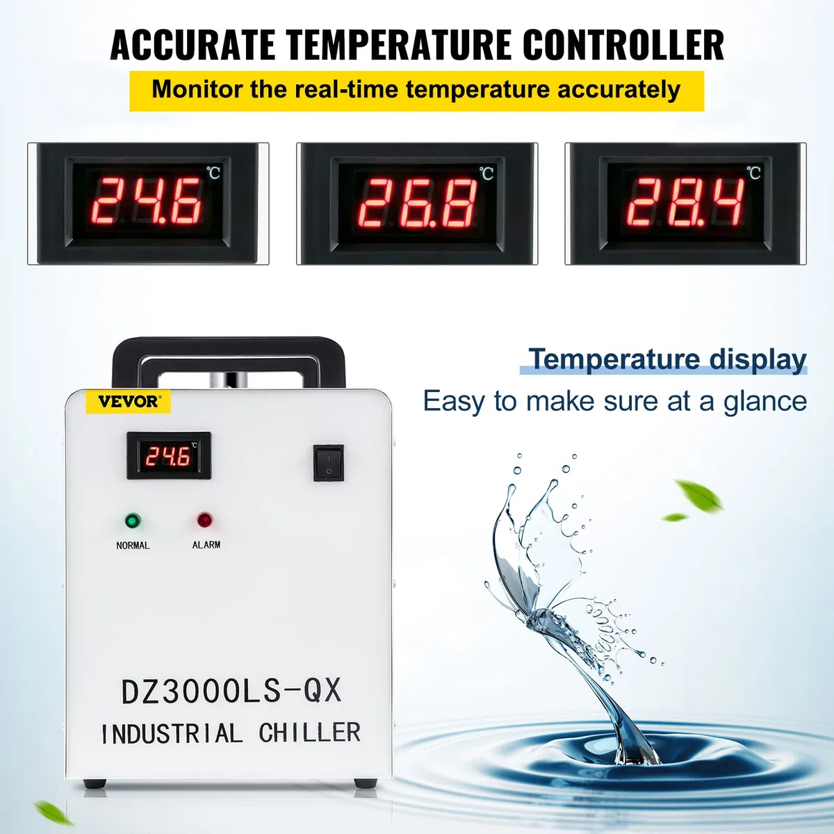 VEVOR Refrigeratore di Acqua Industriale del Refrigeratore di Acqua DZ3000LS-QX 9L Acqua Raffreddamento Refrigeratore Industriale Modello per CNC Laser Engraver